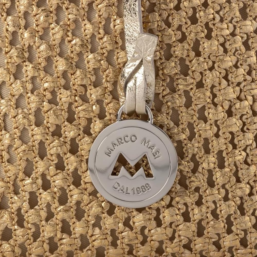 美品　マルコマージ　2way巾着ショルダー　ラフィア　レザー　切替　イタリア製 美品 マルコマージ 2way巾着ショルダー ラフィア レザー 切替